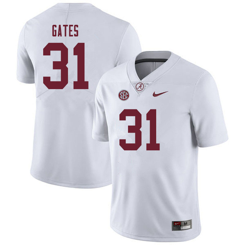 Alabama Crimson Tide Men's A.J. Gates #31 White NCAA Nike Authentic Stitched 2019 College Football Jersey BX16U37VX